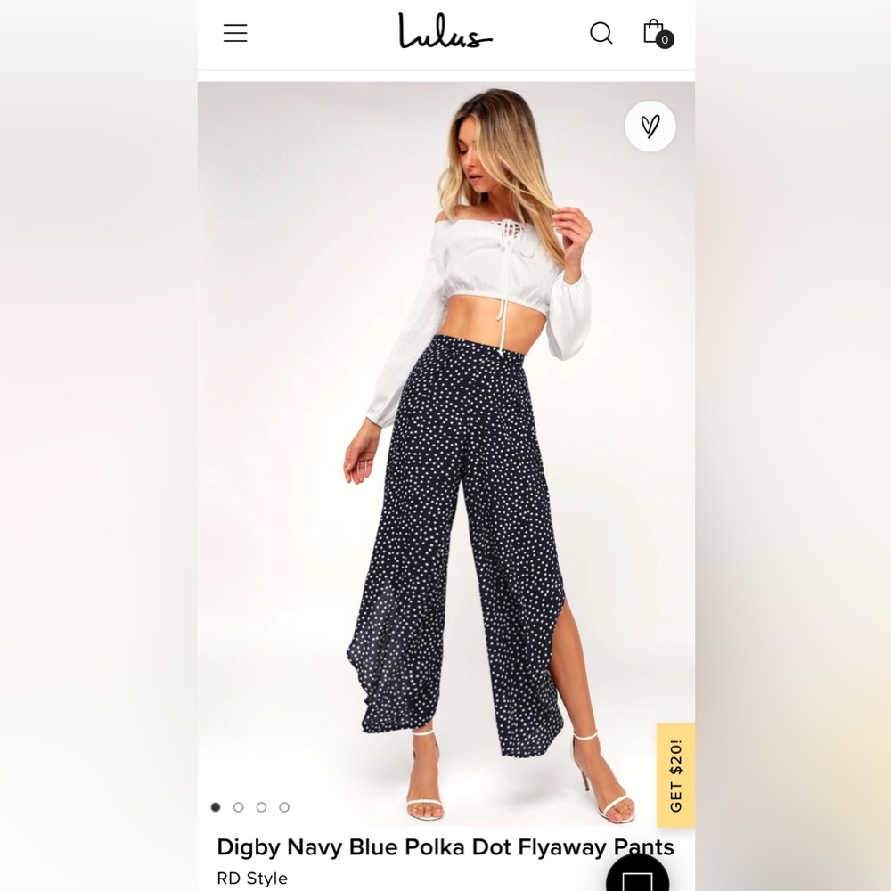 RD Style Digby Navy Blue Polka Dot Flyaway Pants